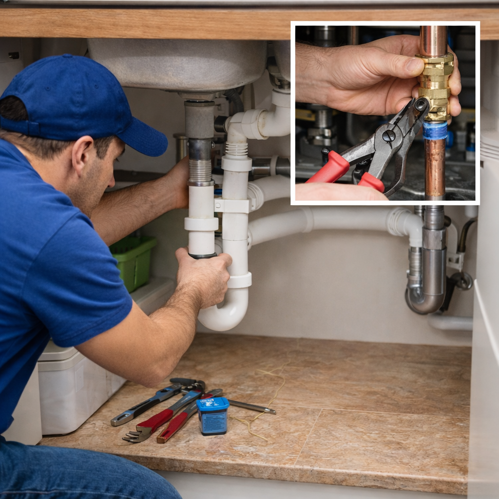 Plumbing repair under sink in Mahé